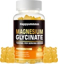 Magnesium Glycinate Gummies 1000mg - Suikervrij Magnesium Kalium Supplement met Vitamine D, B6, CoQ10 voor Kalm Mood & Slaap Ondersteuning - 60 Oranje Gummies
