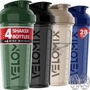 VELOMIX -4 PACK- 28 oz Shaker Cups voor Proteine Shakes - 4x Wire Whisk 