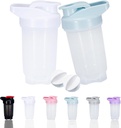 Shaker Bottle Protein Shakes Cup en 10-Ounce/300ML Shaker-Buttle met Whisk Balls, Protein Shakers Bottles Set, Non-BPA plastic (White+Blue(2PCS))
