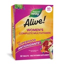 Nature's Way Alive! Dagelijkse Complete Multivitamine voor Vrouwen, Ondersteunt Energie Metabolisme, Haar, Huid & Nagels*, B-Vitaminen, Superfood Antioxidanten, 50 Tablets (Verpakking mei Vary)