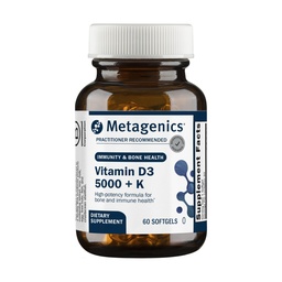 Metagenics Vitamine D3 + K - voor Artery Health, Immune Support, Bone & Heart Health* - Vitamine D met MK-7 (Vitamine K2) - Non-GMO - Glutenvrije - 60 Softgels - 5.000 IE