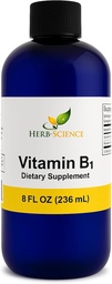 Liquid Vitamin B1 Drops - Daily Thiamine Supplement to Support Digestie, Zenuwstelsel, Hart Gezondheid, Stress Relief, Natural Energy Booster - 500% DV, 288 Servers per fles - 8 fl. oz