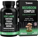 Lions Mane Mushroom Complex - 5300 mg Adaptogenic Blend for Memory, Focus and Immune Support - 5 in 1 Lionsmane, Chaga, Maitake, Shiitake en Reishi Extract, Nootropic Mushroom Supplement Capsules