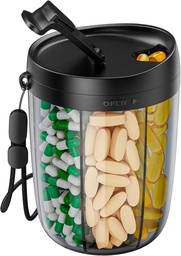 PULIV grote pil fles Organisator, Supplement Organizer voor het vasthouden van 6 verschillende vitamines, pil doos met anti-mengen en brede opening ontwerp, gemakkelijk op te halen Meds, Inclusief 20 stuks Stick-on labels