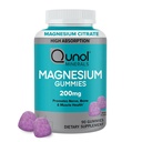 Qunol Magnesium Gummies voor volwassenen, 200mg Elemental Magnesium (vanaf 1.750mg Magnesium Citrate), Hoge Absorptie Magnesium Supplement, Ondersteunt Zenuw, Bot en Spiergezondheid, Vegetarisch, 90 Tellen