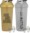 [2 Pack] 28 Ounce Proten Shaker Flessen met Mixer Agitators met Motivational Quotes 
