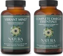 Natura Health Products Vibrant Mind and Complete Omega Essentials Supplement Bundle - Nootropic Brain Supplement for Memory and Focus - Balanced Blend of Omega 3, 6, 7, & 9 Vetzuren