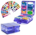 Grote pil Organisator met Medicine Labels, Pill Dispenser 12-Compartiment Travel Medication Storage Case, 7-dagen pil Box voor vitamines en supplementen (blauw, 161 etiketten)