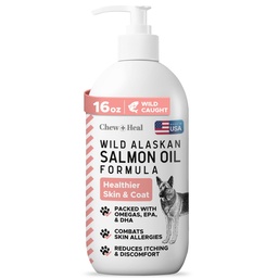Wild Alaska Salmon Fish Oil for Dogs - 16 oz. van Fish Oil Formula - Pump Cap Bottle - Bevat Omega-3 en 6, vitamine D, EPA en DHA voor gezonde huid en jas