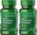 Puritan's Pride Chromium Picolinaat 500 Mcg Gist Vrij, 100 Telling (pakket van 2)