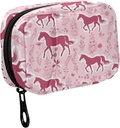 Fustyad Pink Horse Silhouette en Botanical Decor Elements Pill Organizer voor Purse, Weekly Portable Pill Box met rits naar opslag Vitaminen Visolie Medicijnen Supplementen