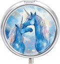 Ronde Pill Case 3 Compartiment Blue Horse Love Pill Box Mini Medicine Pill Organizer Portable Travel Pillbox voor Pocket Purse Metal Pill Container voor Vitaminen Visolie Supplementen
