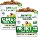 Hondenprobiotica Kauwen + Omega 3 voor honden Bundel - Gas, diarree, constipatie, verstoorde maag Relief + Allergie en jeuk Relief - Digestieve Enzymen + Prebiotica + Omega 3 - Huid- en mantelondersteuning