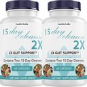 15 Day Cleanse 2X - Double Gut & Colon Support - Advanced Gut Cleanse Detox for Women & Men with Alfalfa, Cascara Sagrada, Probiotics & Psyllium Husk - Non-GMO - Made in USA - 60 Capsules (2 Bottles)