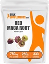 BulkSupplements.com Red Maca Powder - from Root, Maca Supplement, Herbal Supplement - Vegan & Glutenvrij, 750mg per Serving, 250g (Pack of 1)