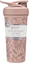 BlenderBattle Strada Flip Shaker Cup Geïsoleerde roestvrij stalen waterfles met draad Whisk, 25-Ounce, Bruine bloemen