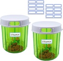 Pillen Organizer 4 Compartiment 2PCS Pill Dispenser Grote Portable Pill Box Maandelijkse Medicine Organizer voor pillen, visolie, vitaminen, supplementen (Pill Case 2 Pack + Zelfklevende etiketten)