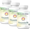 Bernard Jensen's Dr. Clark Store Vitamin B1 Thiamine 500mg Supplement -Thiamine B1 Supplement voor gezond zenuwstelsel en energiemetabolisme, glutenvrij, zuivelvrij - 100 Gelatine Capsules 3pack