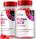 rize labs (verpakking van 2 Destiny Keto+ACV Gummies for Advanced Weight Loss, samengesteld met Apple Cider Vinegar, Vitamine B6 & B12 (120 Gummies)