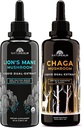 Naturealm Lion's Mane & Chaga Mushroom Extract - Adaptogen Stack for Focus, Immunity, Longevity, Stress Relief, Gut Health, Anti-Aging, Energy & More - Organic Liquid Drops - 50 ml Each (2 Pack)