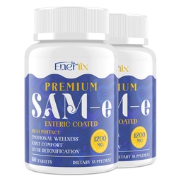 1200 MG SAM e Supplement voor Brain, Mood, Joint en Liver, High Absorptie SAM-e (S-Adenosyl-L-Methionine) met CoQ10, 5-HTP, Enteric Coated 120 Tablets, Vegan