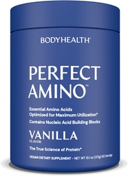 BodyHealth PerfectAmino Powder - BCAA en EAA Powder for Pre and Post Workout - Amino Acid Energy Drink for Men and Women to Support Lean Muscle and Recovery - Vanille - 60 Servings