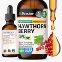 BIO KRAUTER® Hawthorne Berry Supplement - Pure Vegan Hawthorn Berry Liquid Drops 655 mg per portie 2 Fl.Oz 28 Days of Supply - Gebruikt voor algemene ondersteuning en dagelijkse wellness - Alcohol en suikervrij