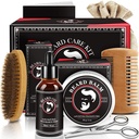 Fathers Day Dad Gifts, Baard Kit voor mannen, Baard Groei en Grooming Kit w/Baard Olie Baard Balm Baard Borstel Baard Comb Baard Schaar, Verjaardag Gifts voor mannen Echtgenoot Him Opa Vriend Son Brother