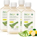 AloëCure USDA Biologische Aloë Vera Juice Lemon Flavor - Made within 12 Hours of Harvest - Natuurlijke spijsverteringssupplement voor evenwichtige maagzuur - Ondersteuning Digestieve en Immune Health, 4 Btls x 16.7oz