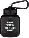 OnMyWhey - Protein Powder & Supplement Funnel Keychain, Portable To-Go Container voor de sportschool, workouts, fitness, & Travel - TSA goedgekeurd, waar er een wil Er is een wei