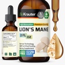 BIO KRAUTER Lions Mane Liquid Extract - Paddestoelensupplement voor hersenondersteuning - Vegan Lions Mane Supplement - Alcohol en suikervrije druppels - 2 Fl.Oz.