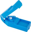 EZY DOSE Pillensnijder en splitter met dispenser, snijdt pillen, vitamines, tabletten, roestvrij staal blade, reizen Size, veilig knippen pillen en vitaminen, gemakkelijk te gebruiken, kleur mei Vary, BPA vrij