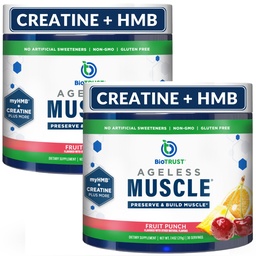 BioTrust Ageless Muscle Builder - Creatine HMB Powder with Vitamin D3 & Betaine - Build & Conserve Naturally Declining Muscle Mass & Strength - Fruit Punch, 60 Servings