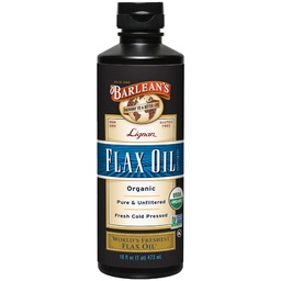 Barleans biologische Lignan Omega 3 Vlaszaad Olie Liquid Supplement voor mannen en vrouwen, koude pers Vlas Zaden, 7230mg ALA vetzuur, Veganistisch en Glutenvrij, 16 oz
