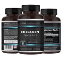 Ondersteuning voor collagen (type I, II, III, V, X) Avian Sternum Gehydrolyseerde collagen Skin Peptiden Collagen Ondersteuning met Hyaluronzuur + Proteïne Complex + Natural Supplement (180 Capsules)