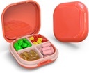 Daily Pill Organizer 4 Compartments, Small Pill Box Portable Travel Pill Case, Mini Pill Container for Purse Pocket, Compact Travel Medicine Organizer for Vitamin, Cod Liver Oil, Supplement (Pink)