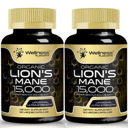 Lions Mane Supplement Capsules - 120 Telling - Mushroom Supplement, Hersensupplementen voor geheugen en focus, Lion's Mane Mushroom Capsules - Cognitive & Immune Support, Focus Supplement - 2 Pack