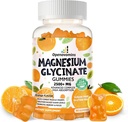 Magnesium Glycinate Gummies- Suikervrij Magnesium Kaliumsupplement met Vitamine D, B6, CoQ10 voor Kalm Mood & Slaap Ondersteuning - 90 Oranje Gummies