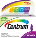 Centrum Multivitamine Tablet voor Vrouwen, Multivitamine/Multimineral Supplement met IJzer, Vitamine D3, B Vitaminen en Antioxidant Vitaminen C en E, Glutenvrij, Niet-GMO Ingrediënten - 120 Tel.
