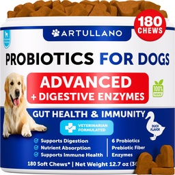 Probiotica voor honden - Ondersteuning Gut Health, Itchy Skin, Allergieën, Immuniteit, Gistbalans - Hondenprobiotica en spijsverteringsenzymen met Prebiotica - Reduce Diarree, Gas - 180 Probiotische Kauwen voor honden