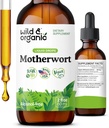 Wild & Organic Motherwort Tincture - Good Mood, Calmness, Women's Support - Motherwort Herb Extract Drops - Vegan, Sugar & Alcohol-Free Supplement - 2 floz