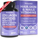 27-in-1 Haarhuid en Nagels Vitaminen (6810mg) met Biotin 10000mcg - Collageen Supplementen voor mannen en vrouwen - Keratine Supplementen met Probiotica en Saw Palmetto, 90ct