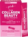 PINK Collageen Powder to Go 20 Reizen Paketten Onopge smaakte poeder Type 1 & 3 