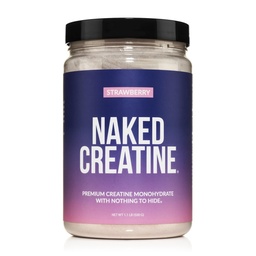Naked Creatine - Aardbei Flavored Creatine Monohydraat - Real Strawberry Powder, Geen additieven, Spiergroei, Vegan, Non-GMO, Glutenvrij, Sojavrij - 45 Servers
