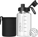 Glass Shaker Bottle,22oz BPA-Free Odorless Shaker Bottle met 304 Roestvrij stalen bal en verwijderbare reinigingsborstel voor Fitness Proteïne Mixes(1Pack)
