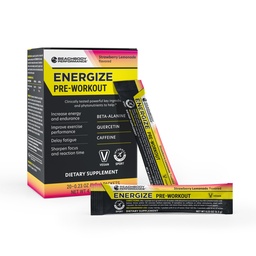 BODi Energize Pre Workout Powder - Beta-Alanine, Quercetine & Low-Dose Cafeïne formule voor verbeterde energie & Focus, verhoging energie & endurance supplement, aardbeien limonade smaak, 20 sticks