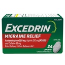 Excedrin Migraine Relief Caplets voor Migraine Symptomen, Acetaminophen 250mg, Aspirine 250mg, Cafeïne 65mg, Pijn Relever, 24 Tellen