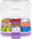 Grote pil Organizer, 9 Compartiments Portable Travel pil Box Case vocht Proof, XL pil container houder voor vitamines, kabeljauw leverolie, Supplementen, Medicatie (Paars)