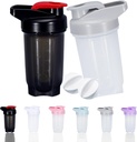 Shaker Bottle Protein Shakes Cup en 10-Ounce/300ML ShakerBattle met Whisk Balls, Proteine ShakerBattles Set, Non-BPA plastic (Black+Grey(2PCS))