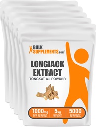 BulkSupcomplements.com Longjack Extract Powder - Tongkat Ali Extract, Longjack Tongkat Ali Powder - Tongkat Ali for Men & Women, Glutenvrij - 1000mg per Serving, 5kg (11 lbs) (Pack of 5)